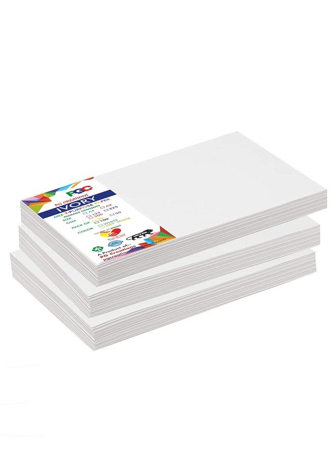 PG Creations Ivory Sheets A3 for Drawing, 16.5x11.7 Inch, A3 Size, Smooth Finish, 225 GSM, White, 25 Sheets - Image 1